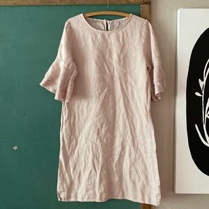 Francesca Bettini Linen Ruffle Sleeve Dress